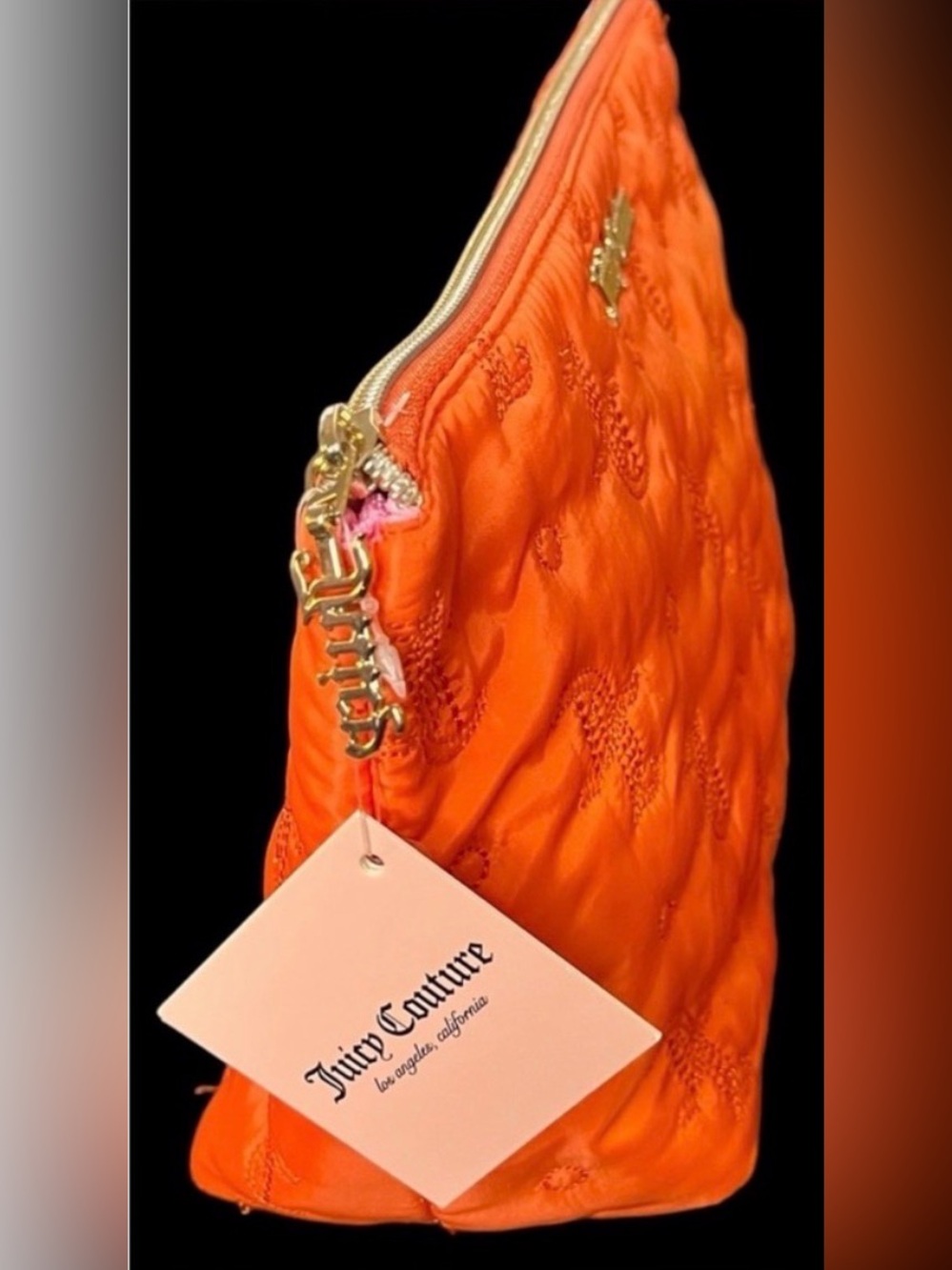 LARGE Juicy Couture Vibrant Orange Makeup Bag. Large 11x7.5 - Picture 2 of 5